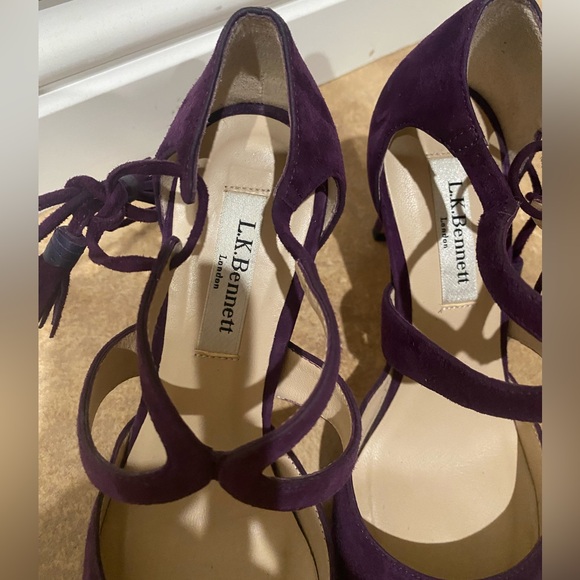L.K.Bennett London Purple Suede 3inch Heels With Strap Made In Spain Sz36 - Picture 2 of 13